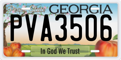 GA license plate PVA3506