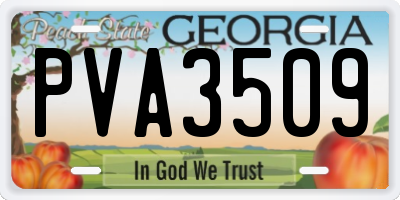 GA license plate PVA3509