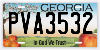 GA license plate PVA3532