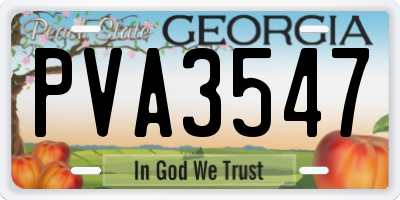 GA license plate PVA3547