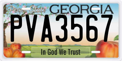 GA license plate PVA3567