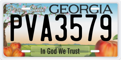 GA license plate PVA3579