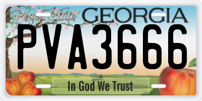 GA license plate PVA3666