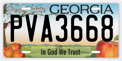 GA license plate PVA3668