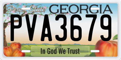 GA license plate PVA3679
