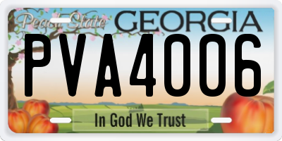 GA license plate PVA4006