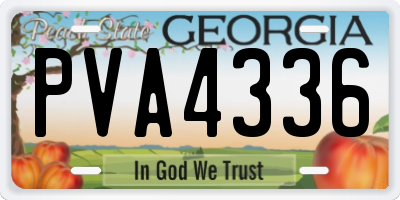 GA license plate PVA4336