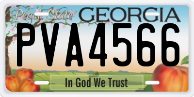 GA license plate PVA4566