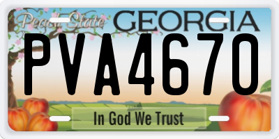 GA license plate PVA4670