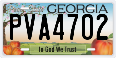 GA license plate PVA4702