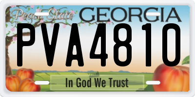 GA license plate PVA4810