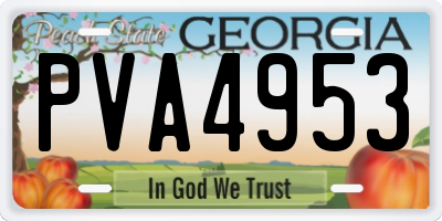 GA license plate PVA4953