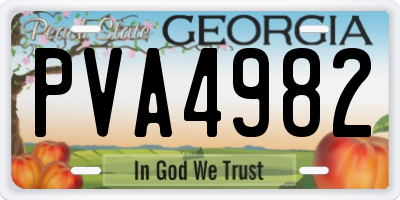 GA license plate PVA4982