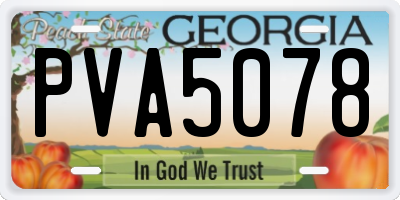 GA license plate PVA5078