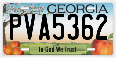 GA license plate PVA5362