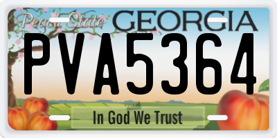 GA license plate PVA5364