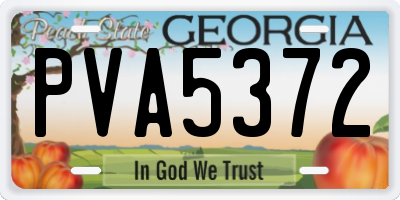 GA license plate PVA5372