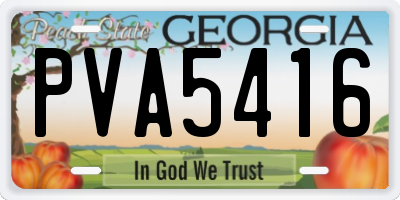 GA license plate PVA5416