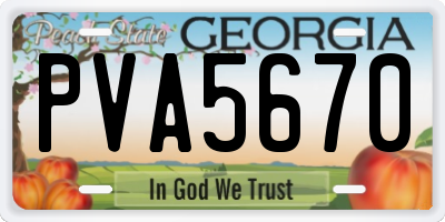GA license plate PVA5670