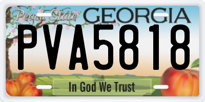 GA license plate PVA5818