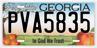 GA license plate PVA5835