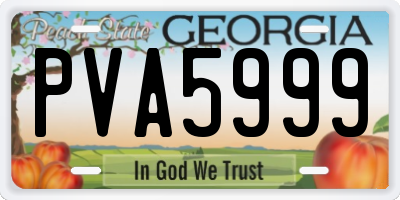 GA license plate PVA5999