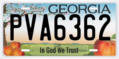 GA license plate PVA6362