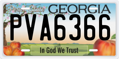 GA license plate PVA6366