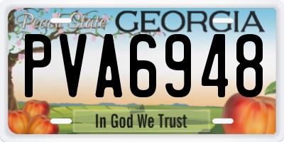 GA license plate PVA6948