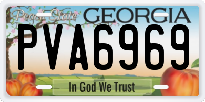 GA license plate PVA6969
