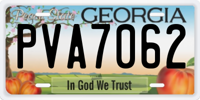 GA license plate PVA7062