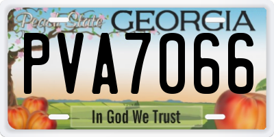 GA license plate PVA7066