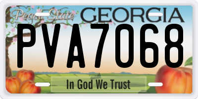 GA license plate PVA7068