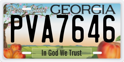 GA license plate PVA7646