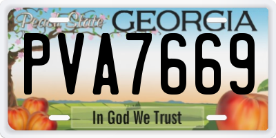 GA license plate PVA7669