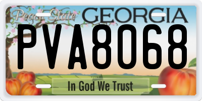 GA license plate PVA8068