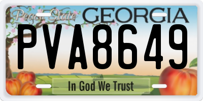GA license plate PVA8649