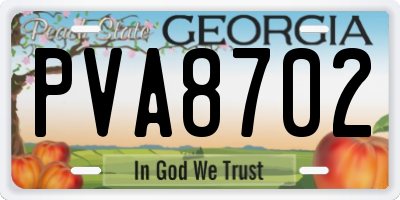 GA license plate PVA8702