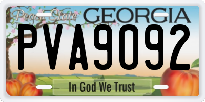 GA license plate PVA9092