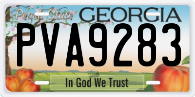 GA license plate PVA9283