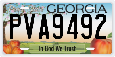 GA license plate PVA9492