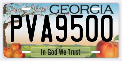 GA license plate PVA9500