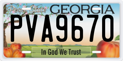 GA license plate PVA9670