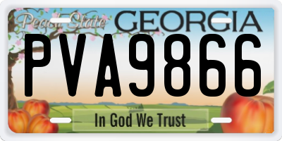 GA license plate PVA9866