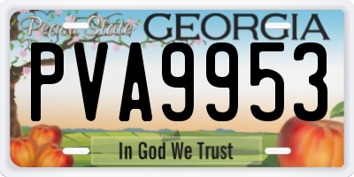 GA license plate PVA9953