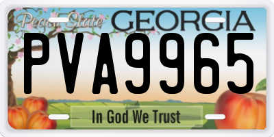 GA license plate PVA9965