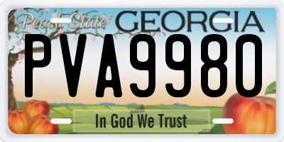 GA license plate PVA9980