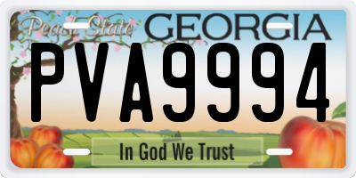 GA license plate PVA9994