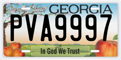 GA license plate PVA9997