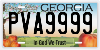 GA license plate PVA9999